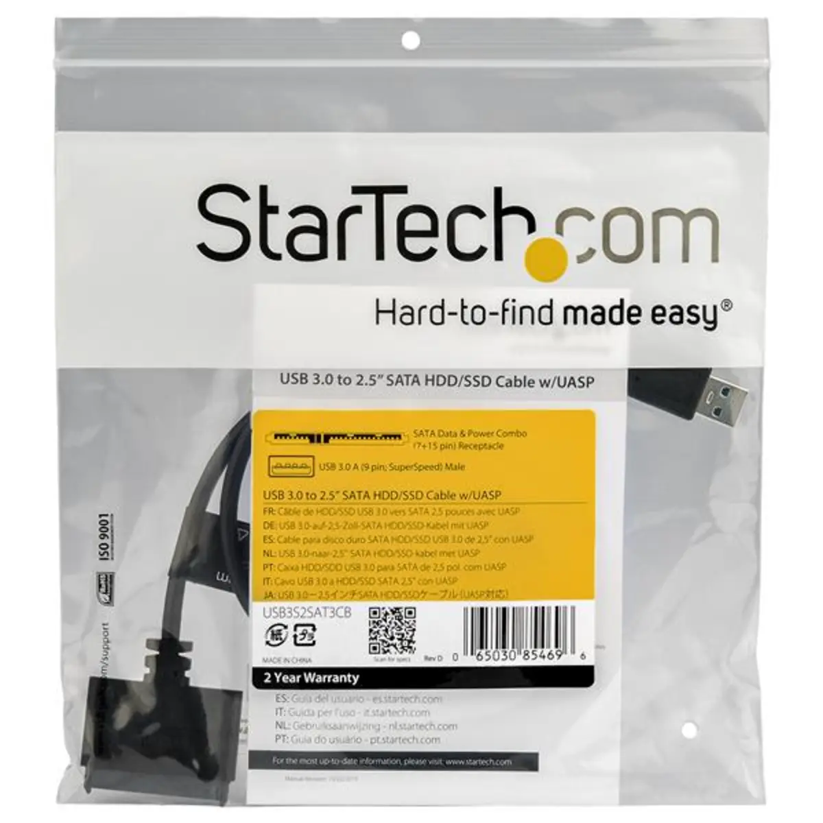 StarTech USB 3.0 to 6,4 cm (2,5inch) SATA adaptor with UASP black