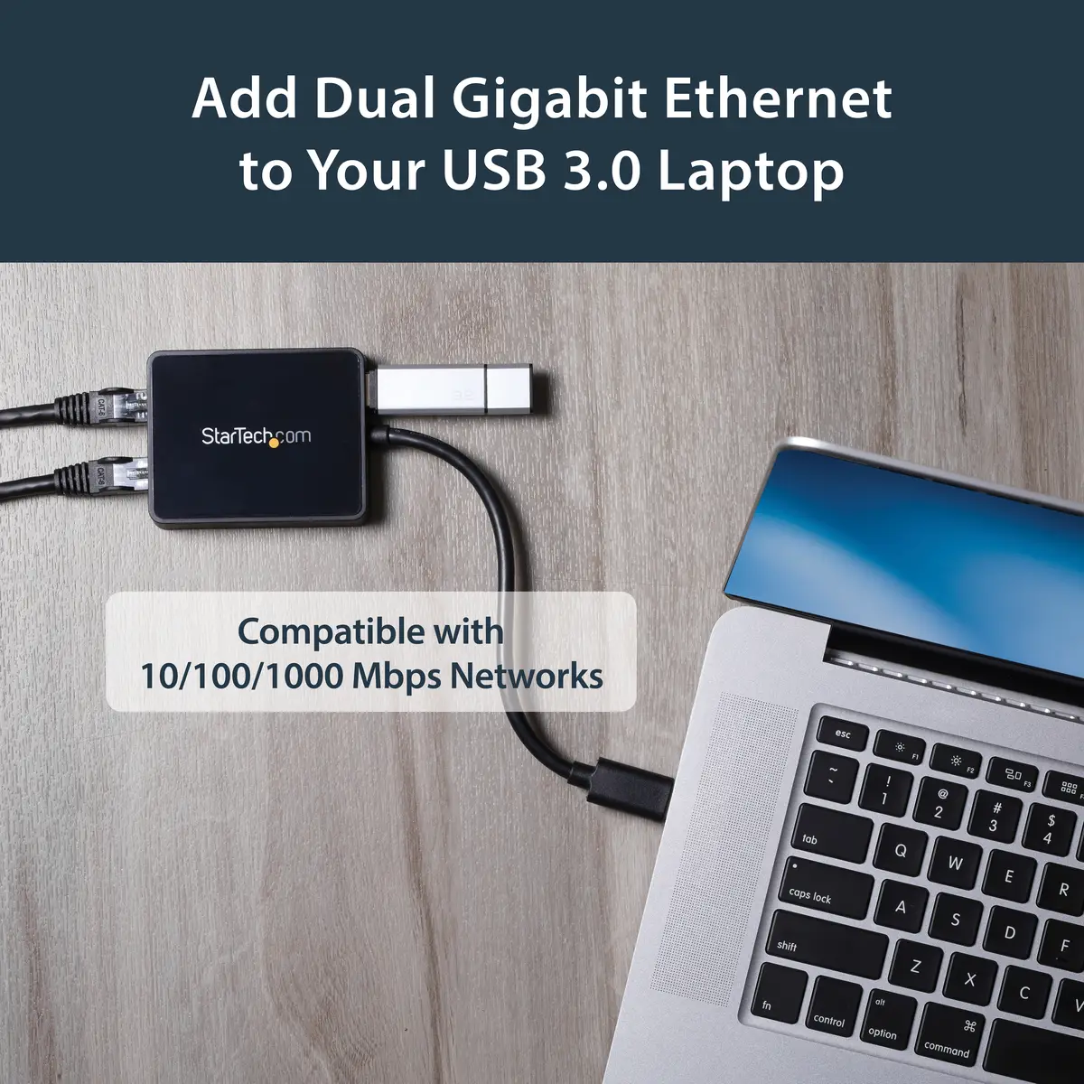 StarTech USB 3.0 to Dual Port Gigabit Ethernet LAN adaptor black