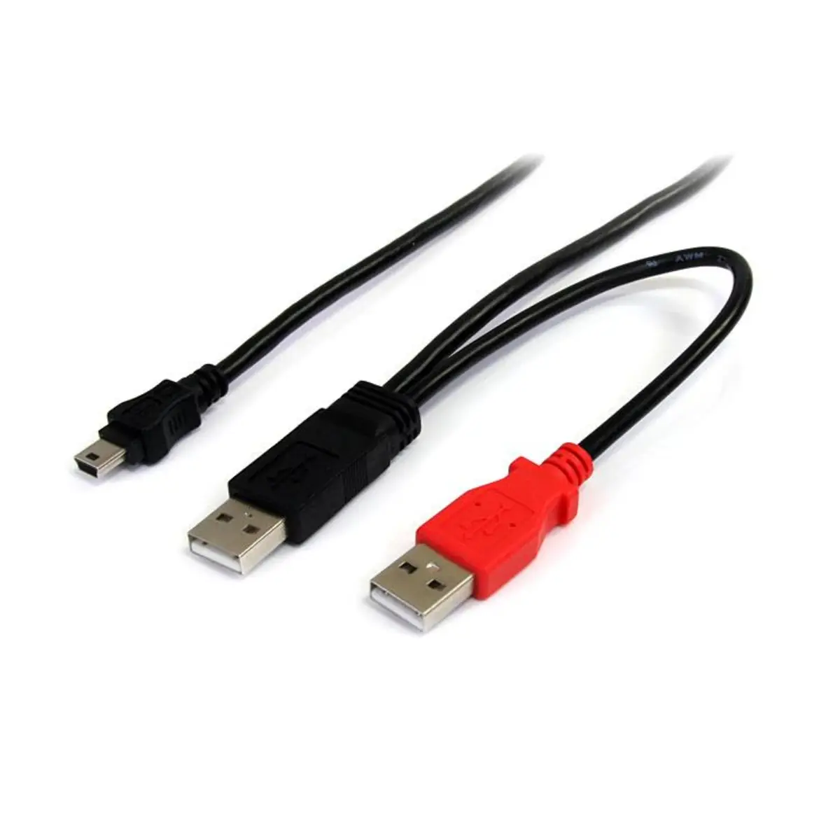USB Y-Kabel 2xUSB-A/USB-B 2xStecker/Stecker Schwarz 1,8m