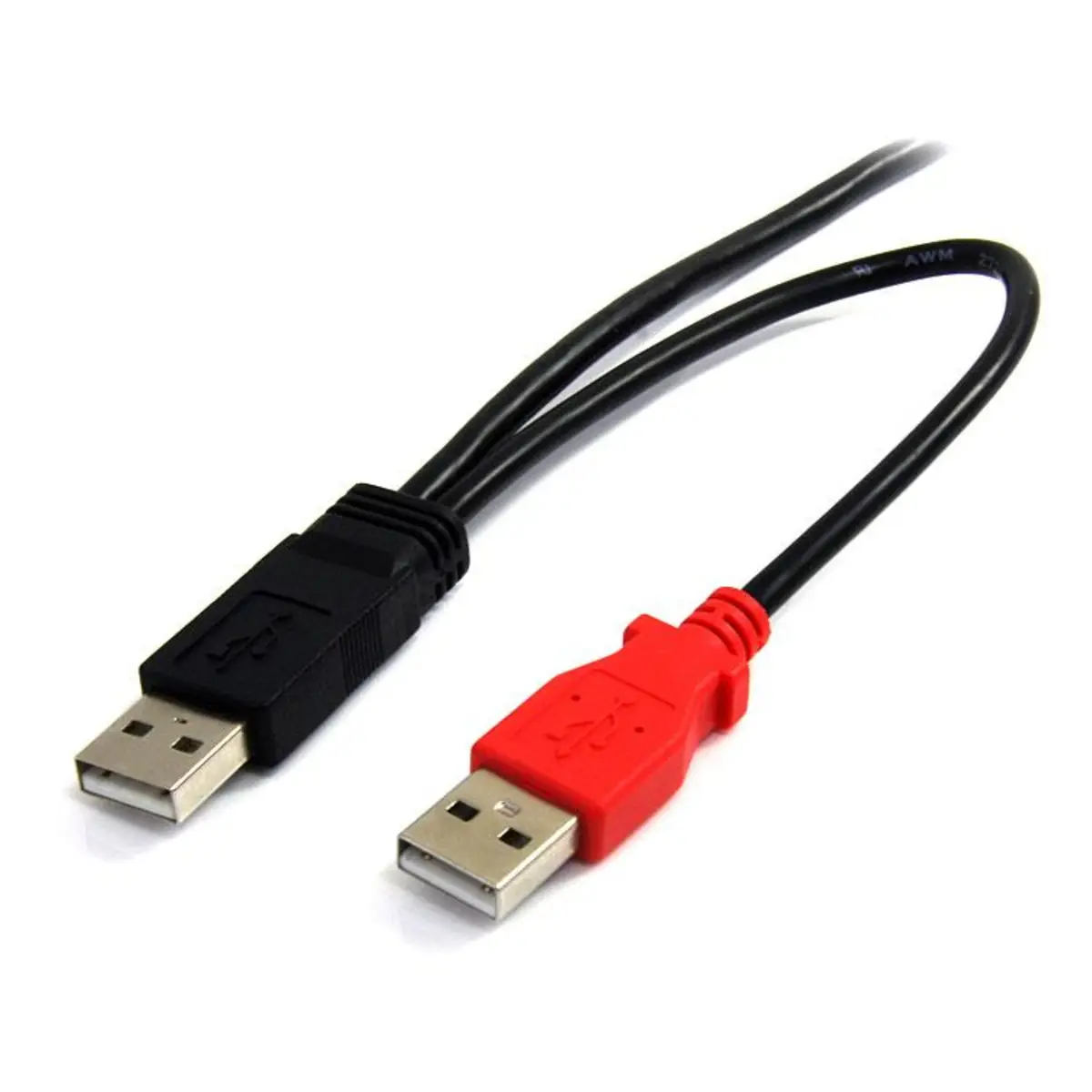 USB Y-Kabel 2xUSB-A/USB-B 2xStecker/Stecker Schwarz 1,8m