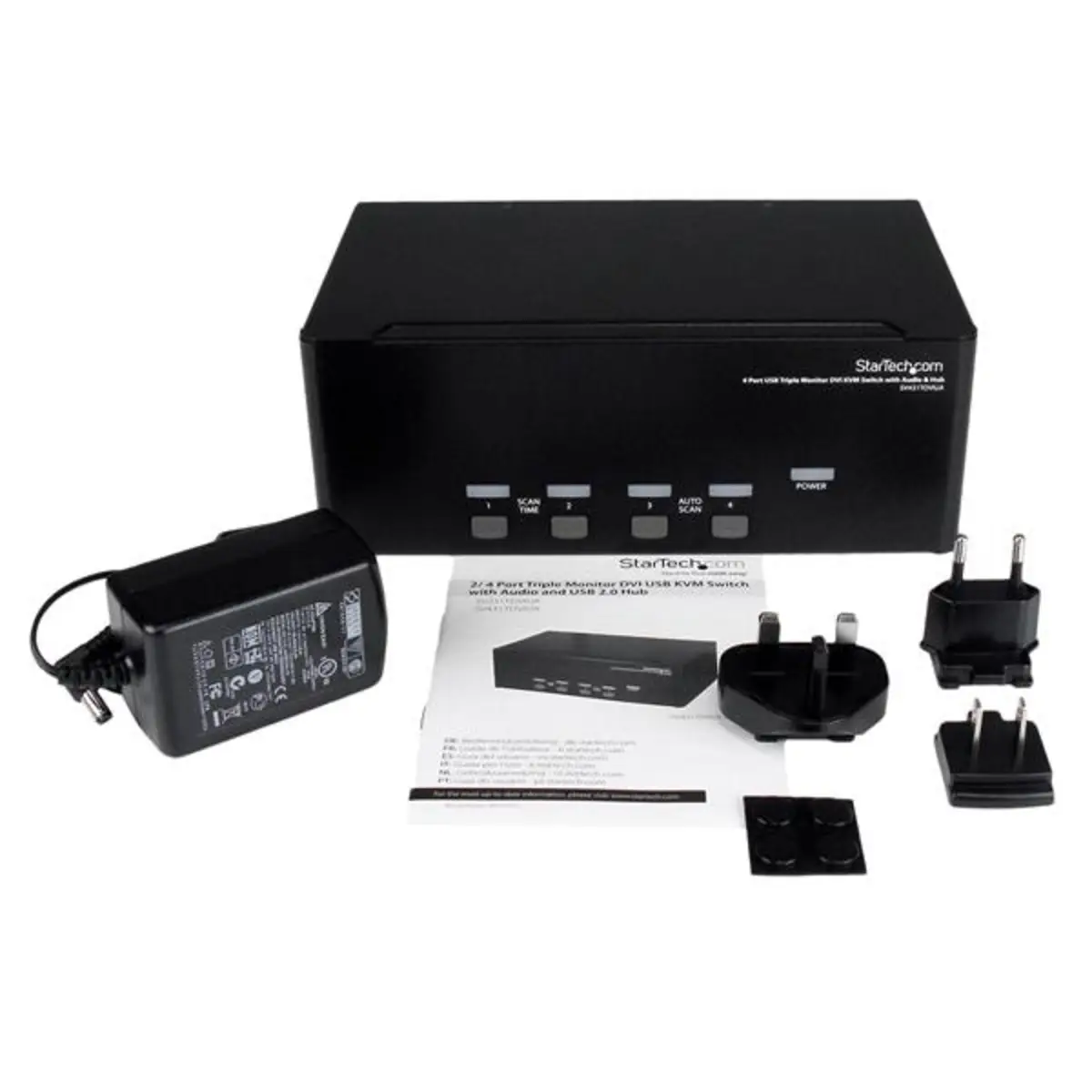 Dreifach-Head-Computer DVI/USB KVM Switch mit Audio und USB 2.0 Hub 4 Port
