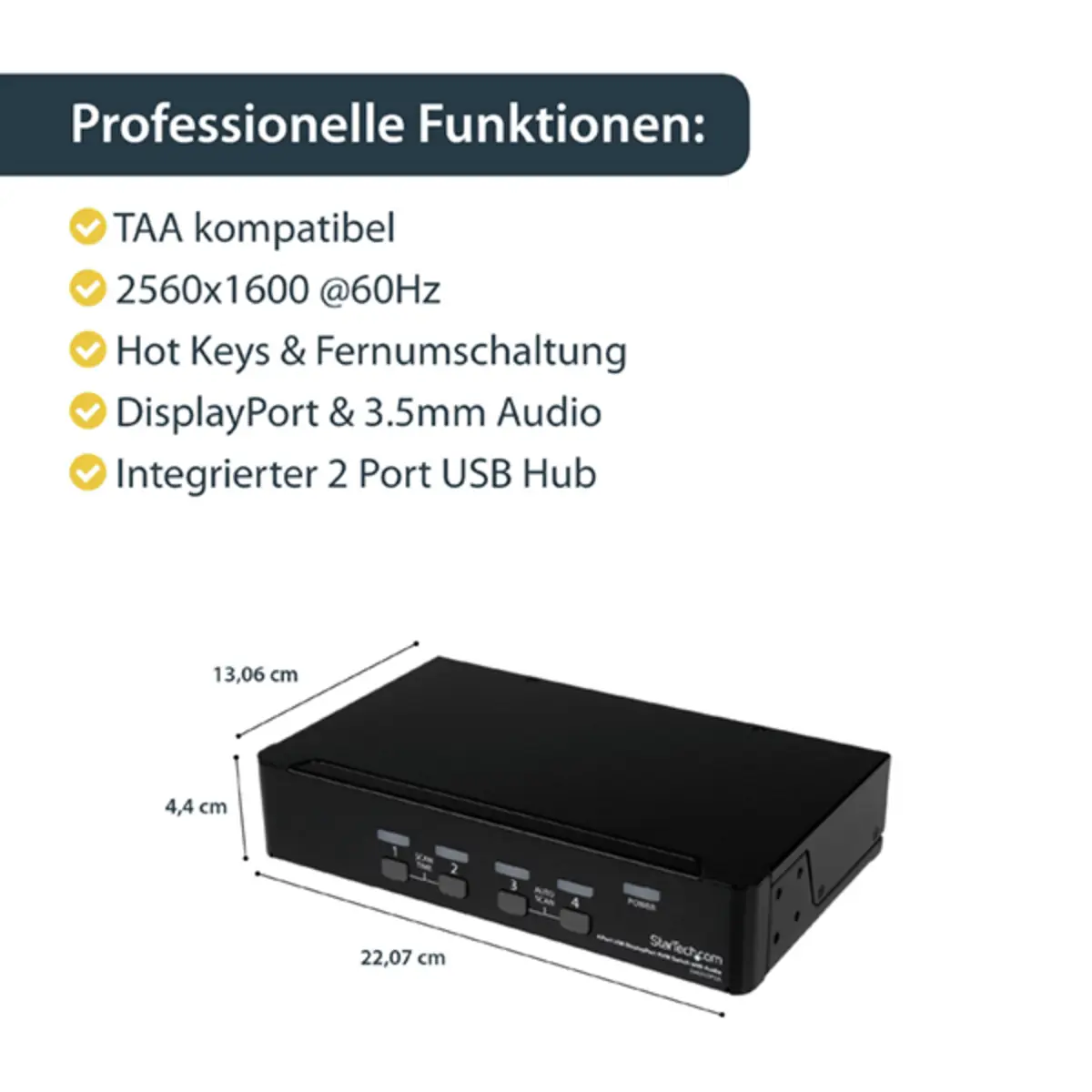 StarTech DisplayPort USB KVM Switch with Audio 4 Port