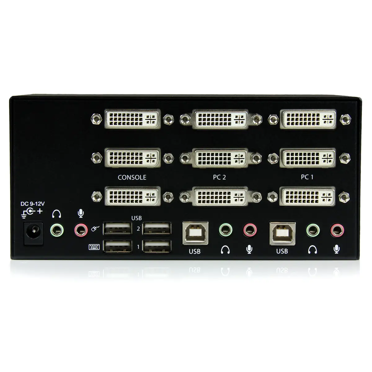 2 Port KVM Switch Dreifach Monitor DVI/USB mit Audio