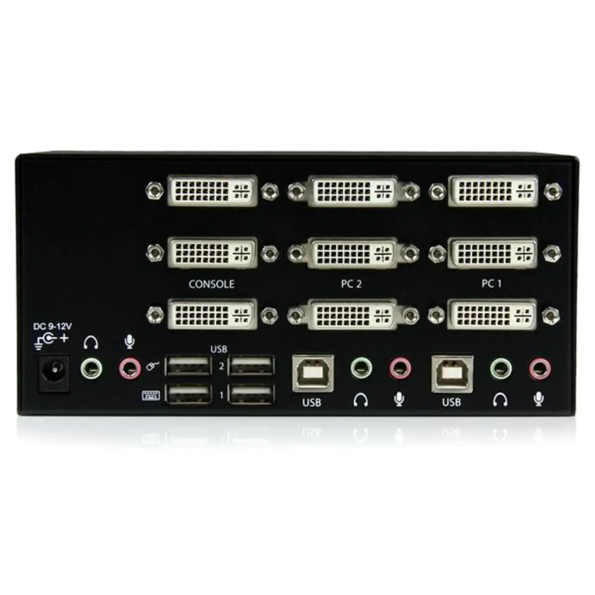 2 Port KVM Switch Dreifach Monitor DVI/USB mit Audio