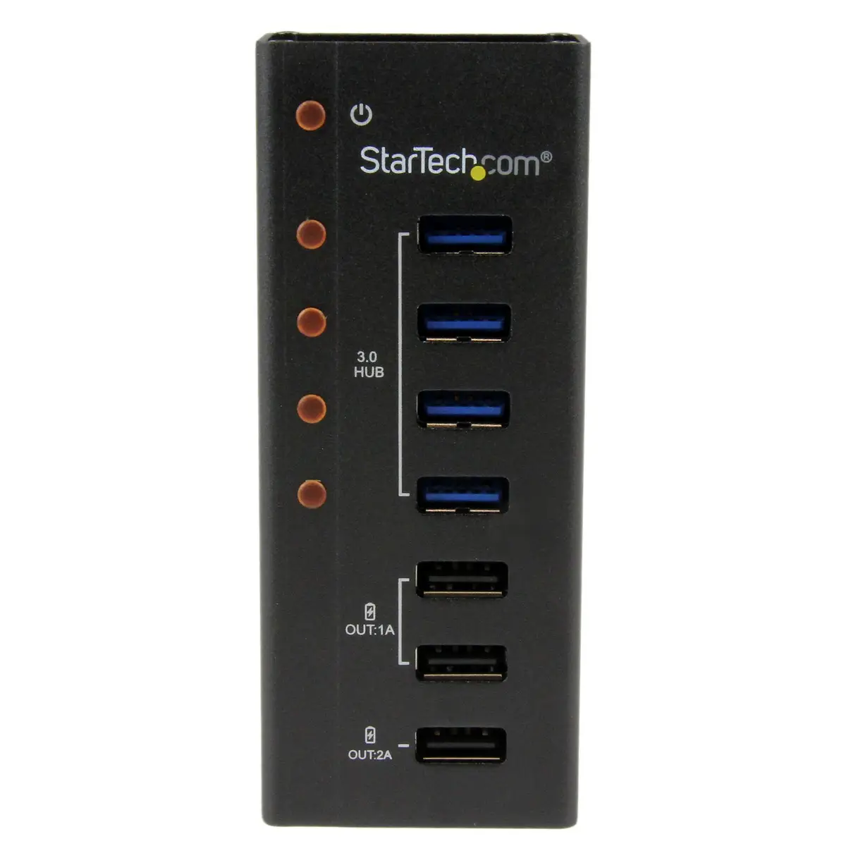 4-Port USB 3.0 Hub plus 3 Ladeanschlüsse schwarz