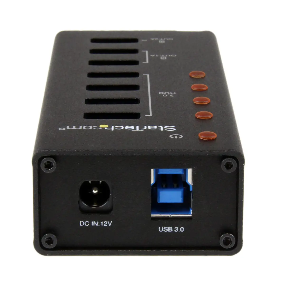 4-Port USB 3.0 Hub plus 3 Ladeanschlüsse schwarz