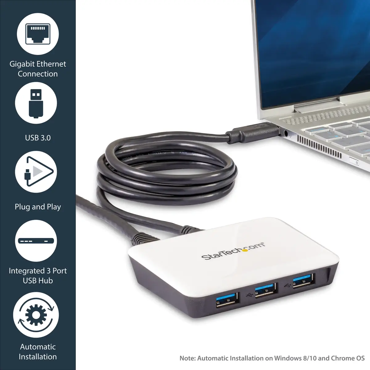 StarTech 3 Port USB 3.0 Hub with Gigabit Ethernet