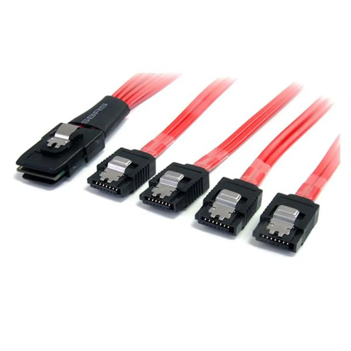 Serial ATA SCSI SAS Kabel SFF-8087/4xSATA Stecker/Stecker Rot 1m
