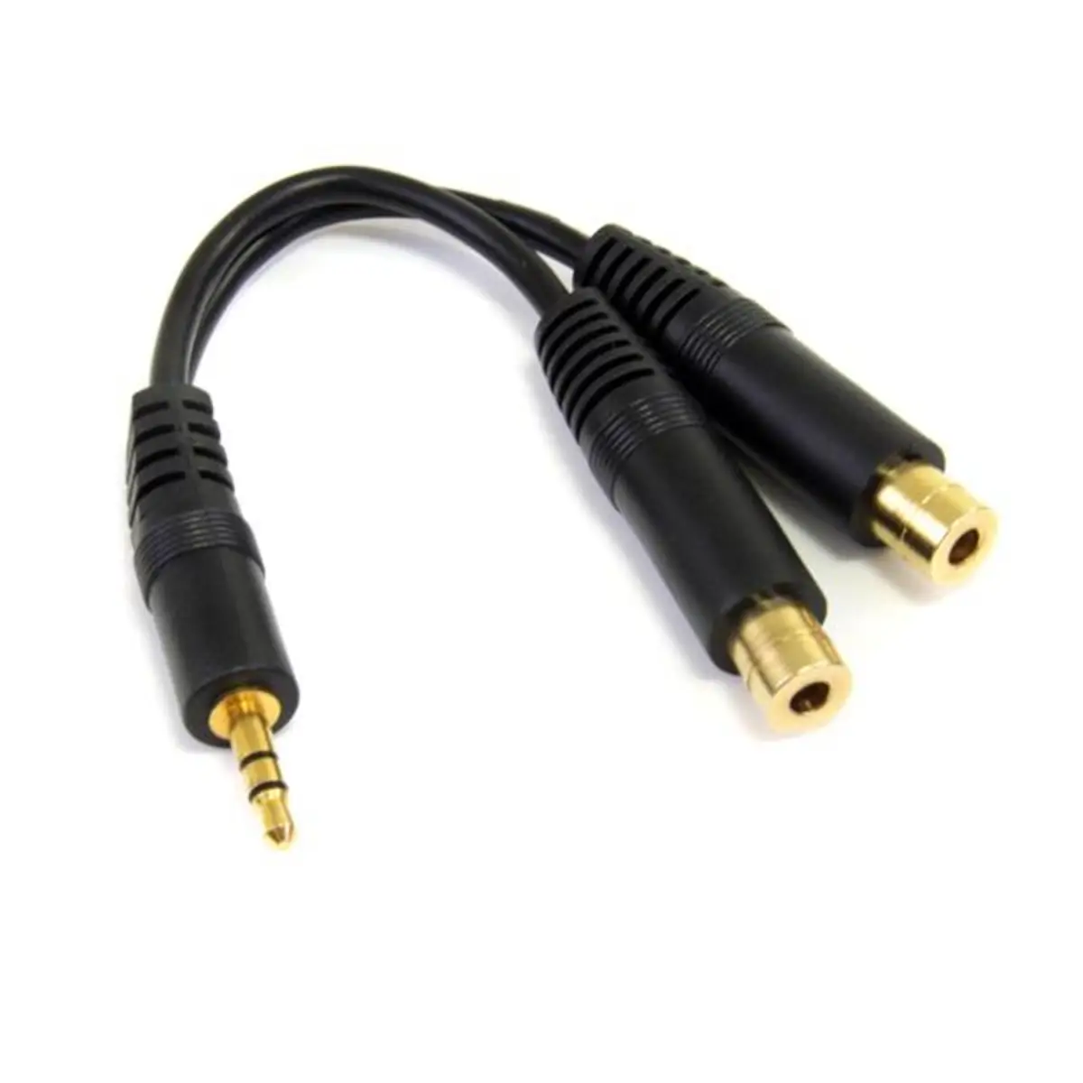 Stereo Splitter Kabel 3,5mm/2x3,5mm Stecker/2xStecker Schwarz 0,15m