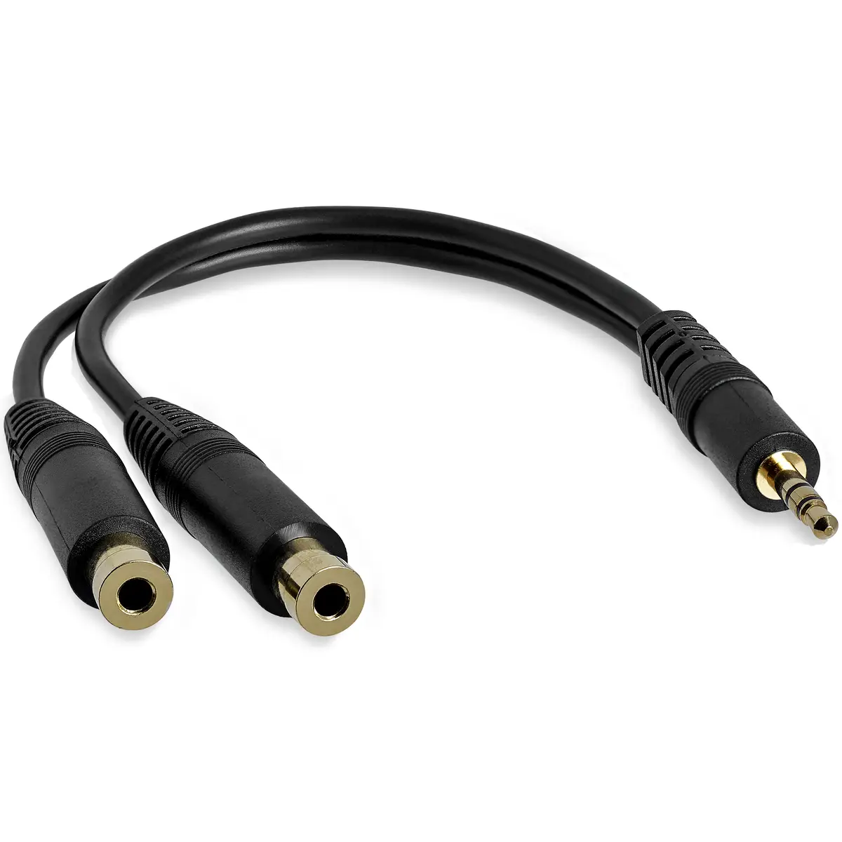 Stereo Splitter Kabel 3,5mm/2x3,5mm Stecker/2xStecker Schwarz 0,15m