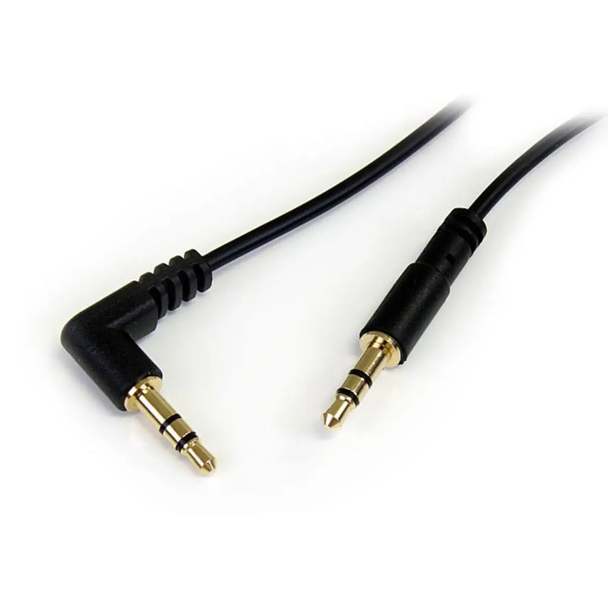 Audiokabel rechts gewinkelt 3,5mm/3,5mm Stecker/Stecker Schwarz 0,30m