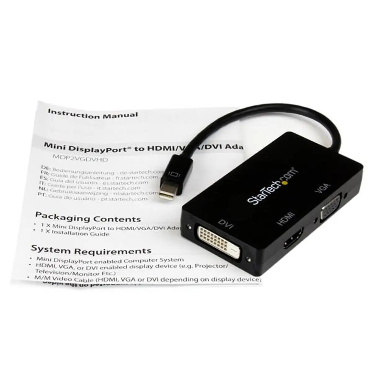 StarTech Mini-DisplayPort to VGA/DVI/HDMI adaptor black