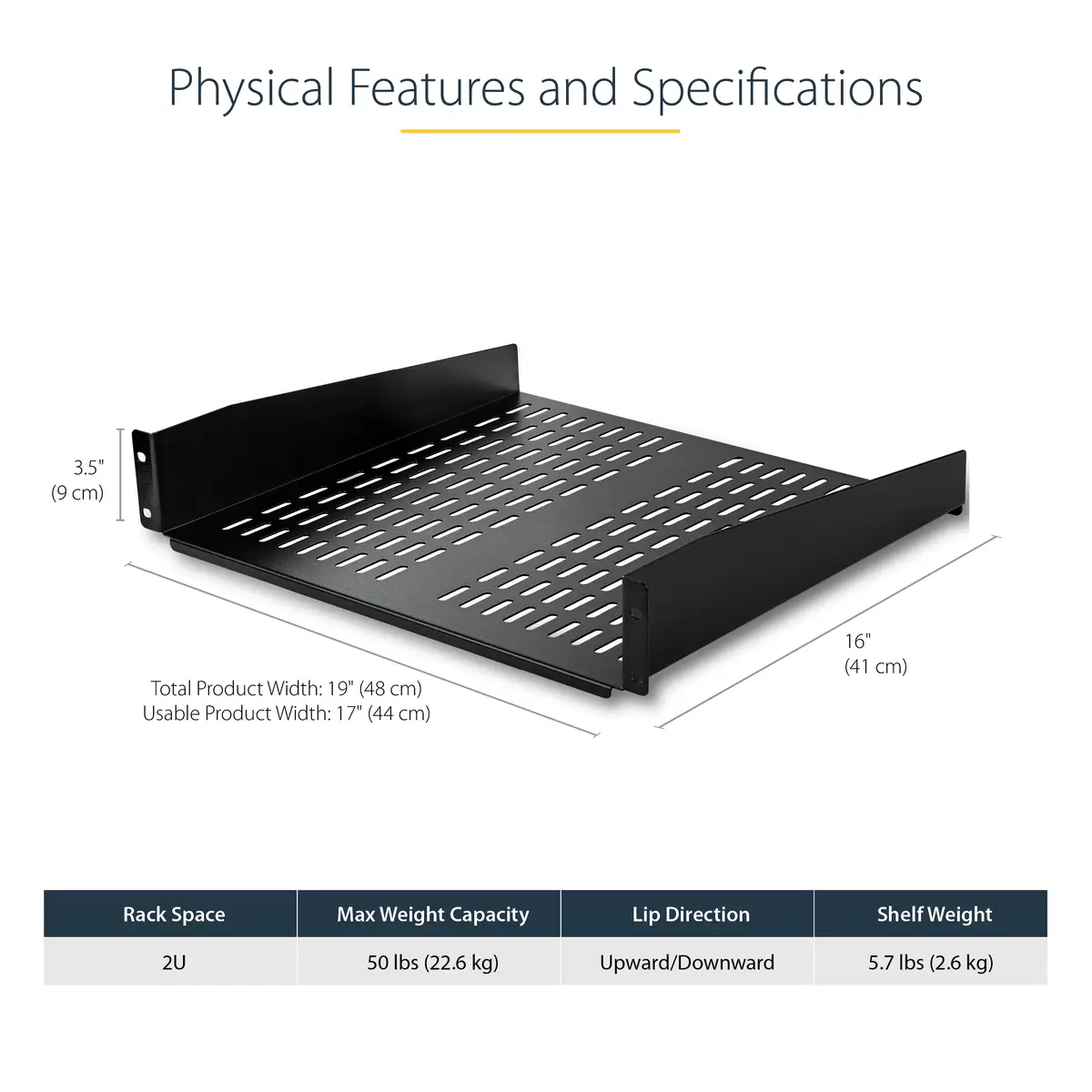 StarTech niversal Vented Rack Mount Shelf 2U