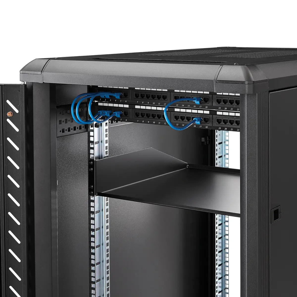 2 HE 19 Fest montierbarer Schwerlast Fachboden für Server Rack/ Schrank bis 56 Kg