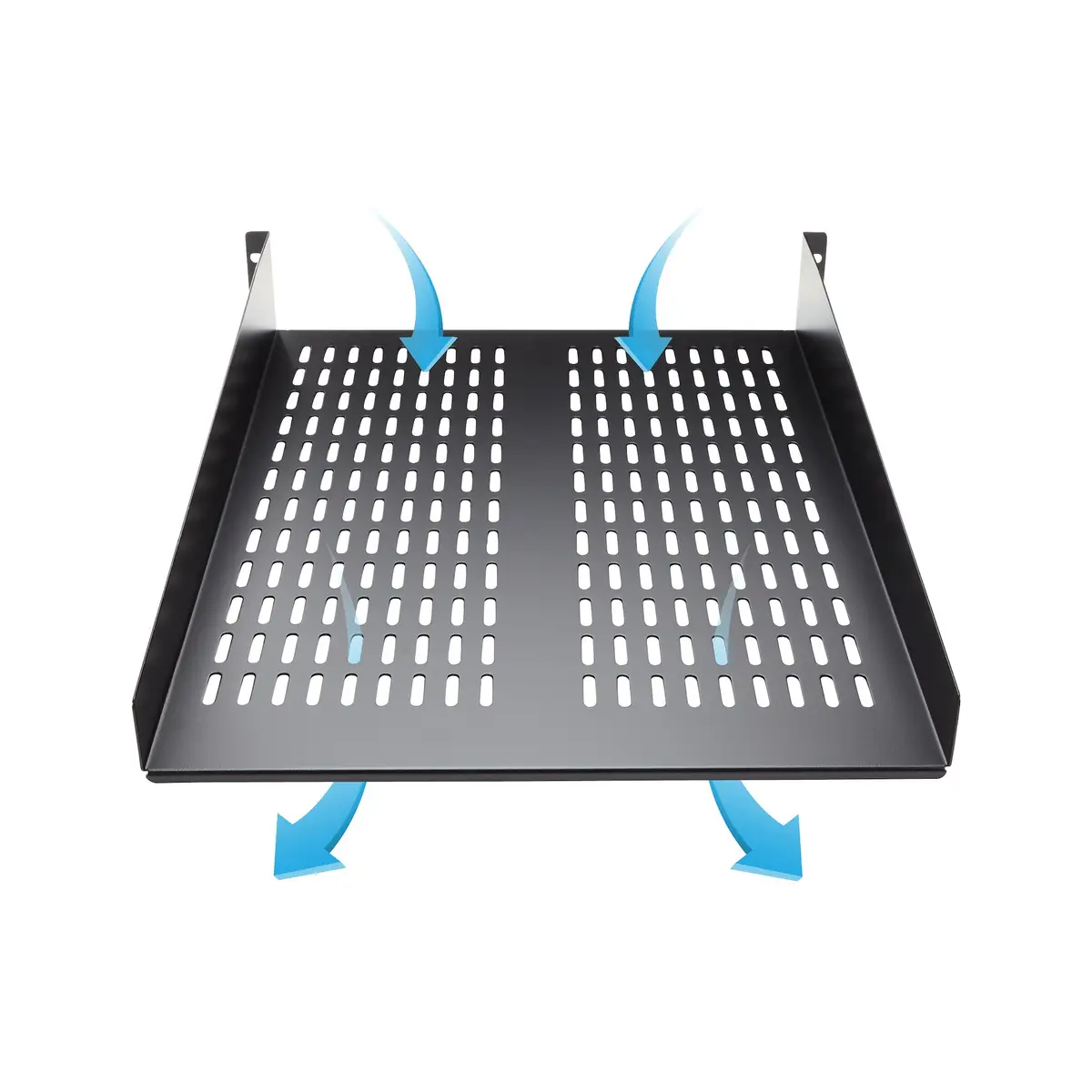 2 HE 19 Fest montierbarer Fachboden für Server Rack/ Schrank bis 22 Kg