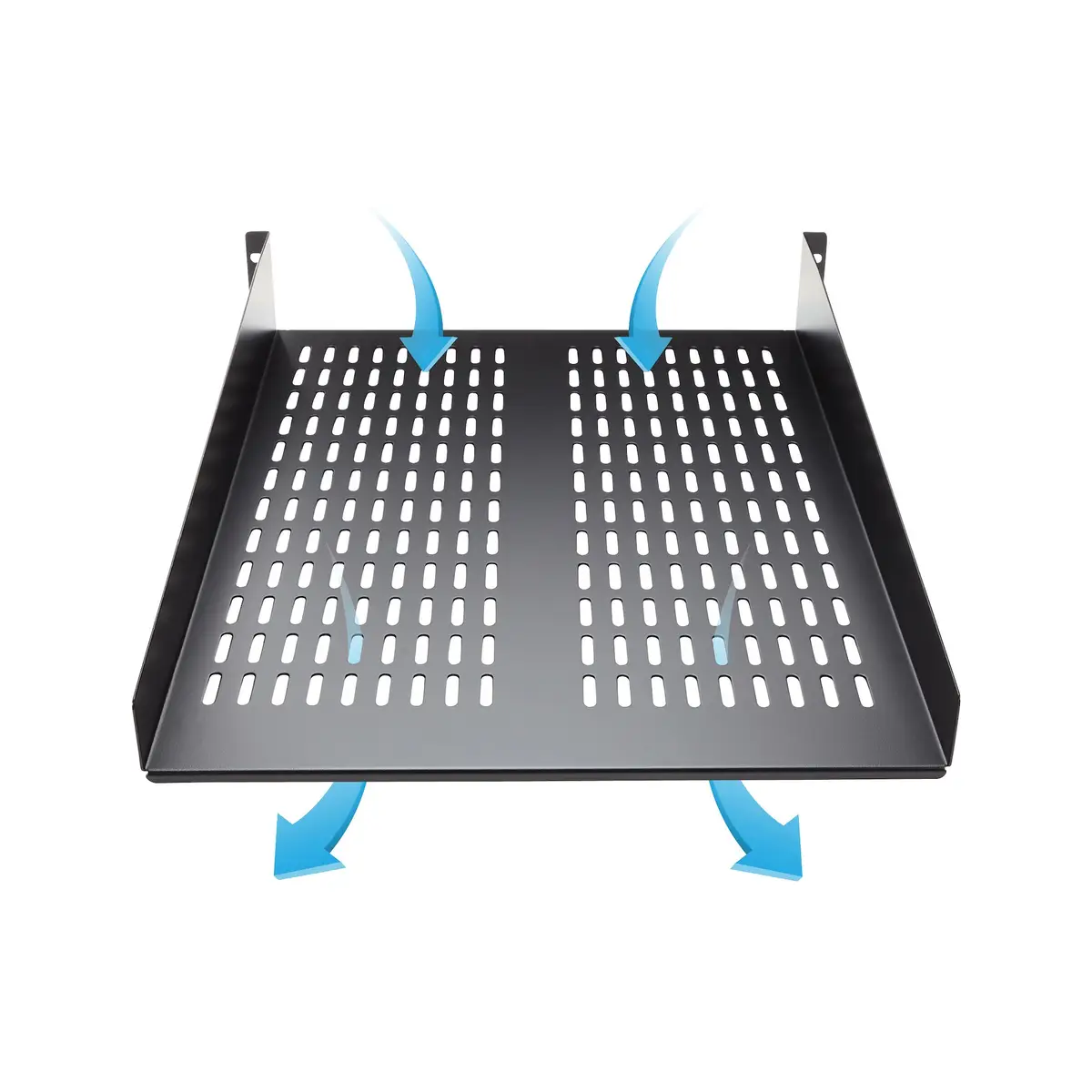 2 HE 19 Fest montierbarer Fachboden für Server Rack/ Schrank bis 22 Kg