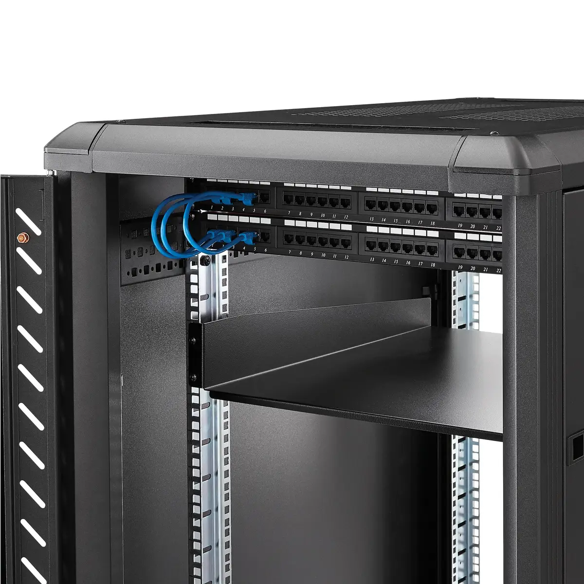 Fachboden 19" 2HE Rack Mount schwarz