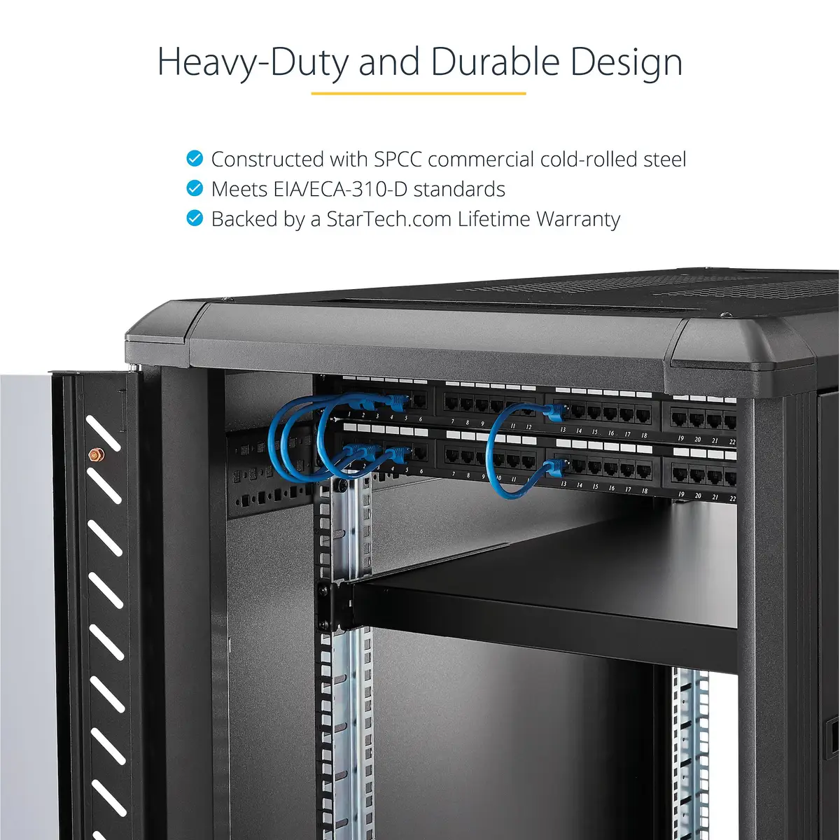 StarTech Adjustable Heavy Duty Fixed Rack Mount Shelf 19in 1U