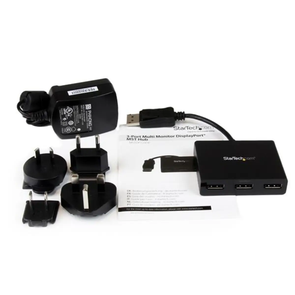 Multi Stream Transport Hub DisplayPort 3 Ports Schwarz