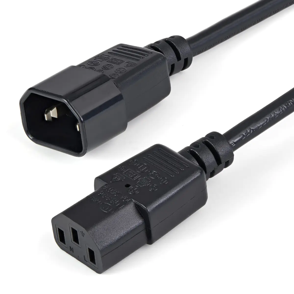 Kaltgeräte Verlängerungskabel C14/C13 Männlich/Weiblich Schwarz 1m
