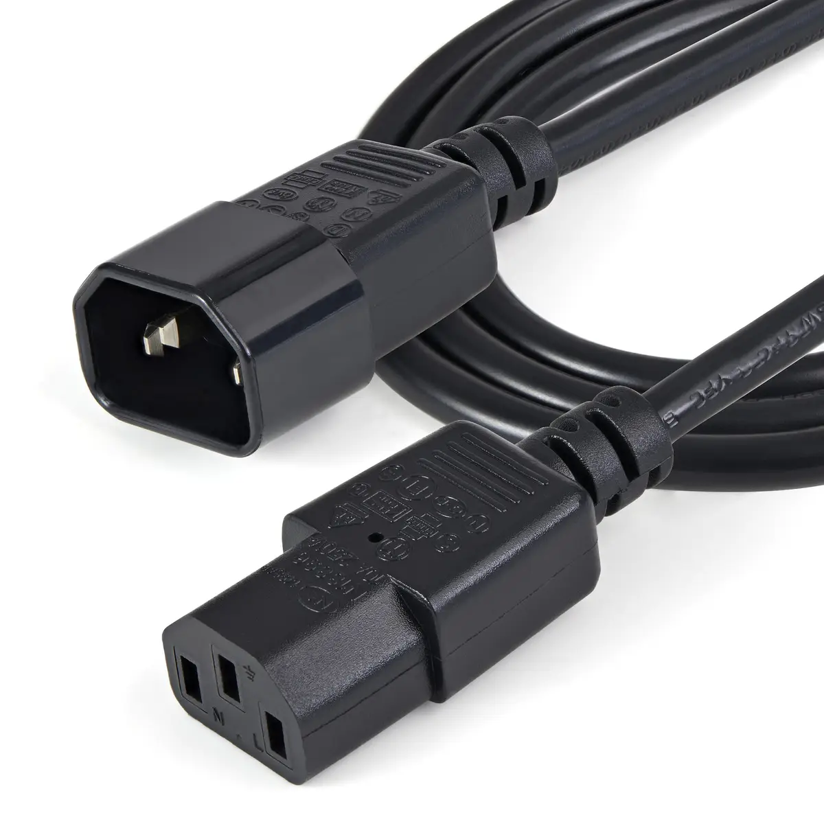 Kaltgeräte Verlängerungskabel C14/C13 Männlich/Weiblich Schwarz 1m