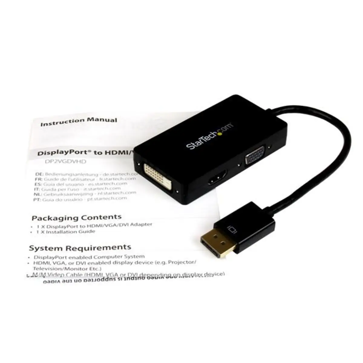 DisplayPort zu VGA/DVI/HDMI Adapter 3in1 Schwarz