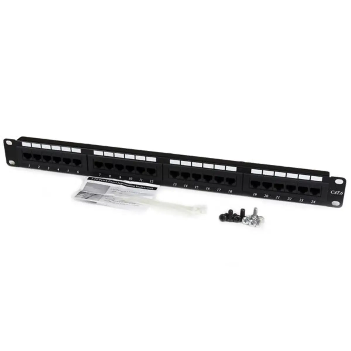 24-Port 1HE Rackmount Cat6 Patch Panel schwarz