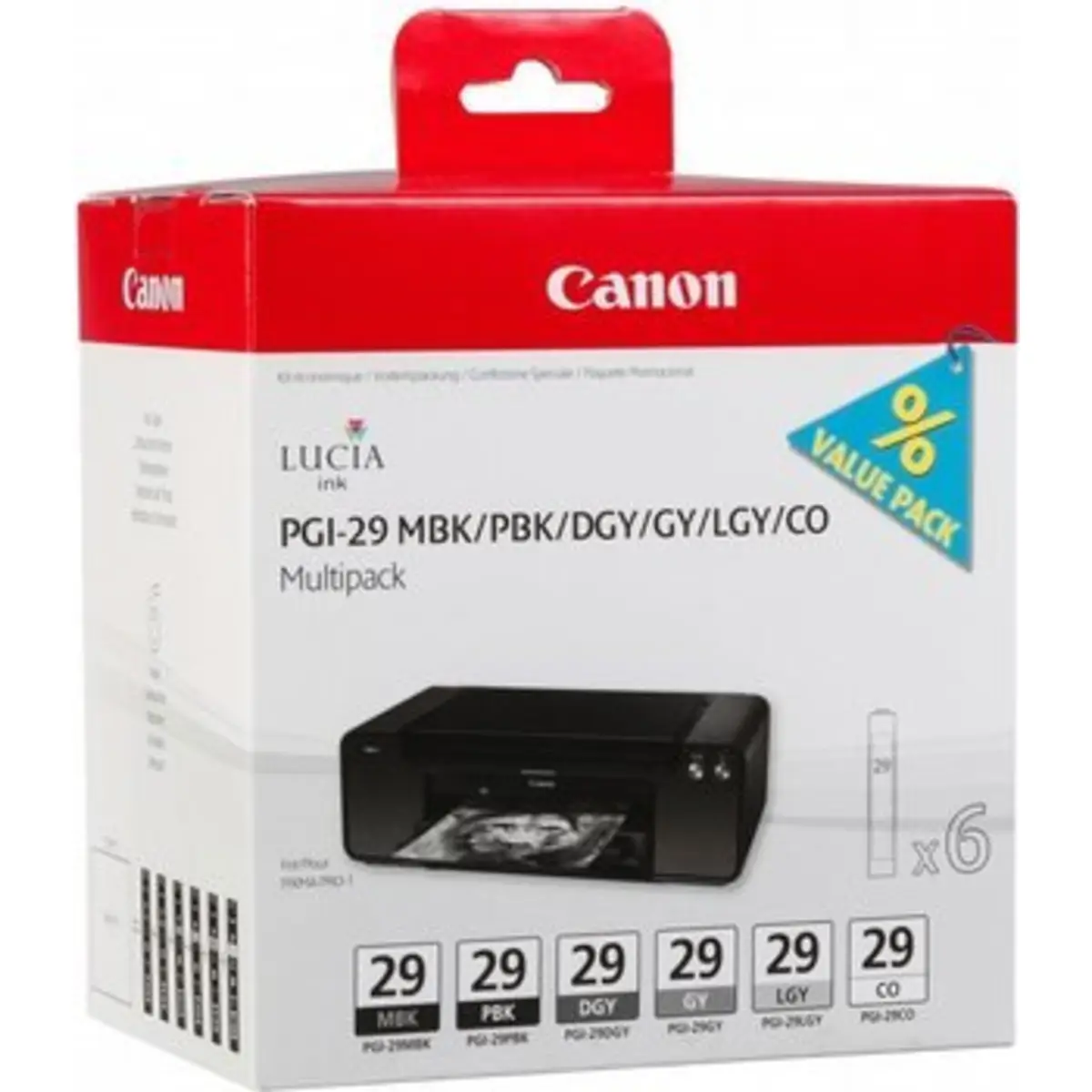 Ink Cartridge PGI-29 Multi Pack mat black, photo black, darkgrey, grey, brightgrey, Chroma Optimizer