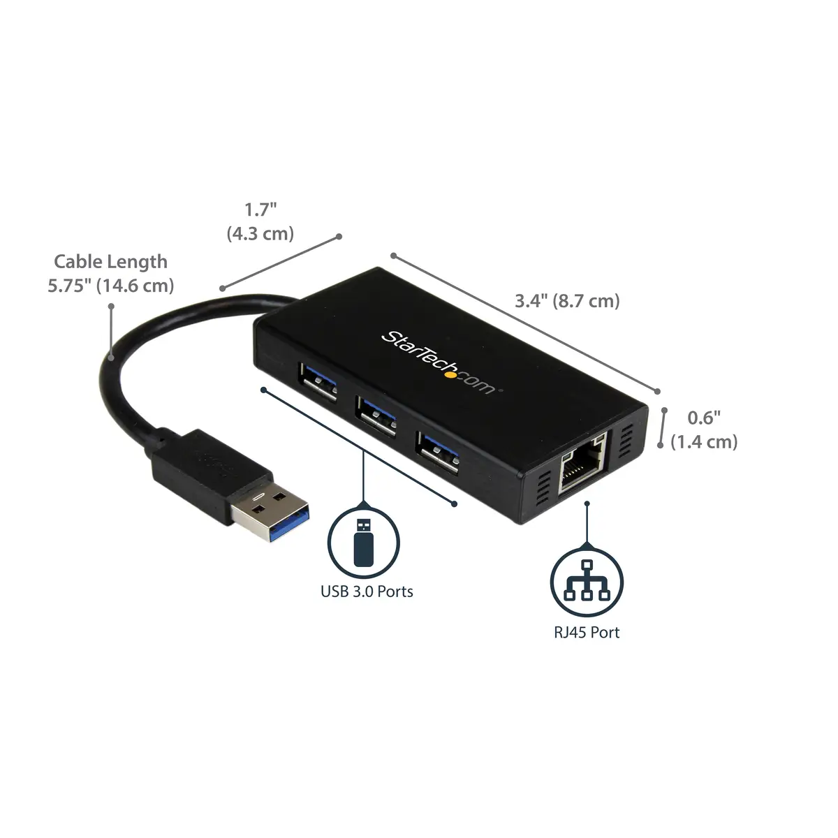 StarTech 3-Port USB 3.0 Hub with Gigabit Ethernet adaptor NIC