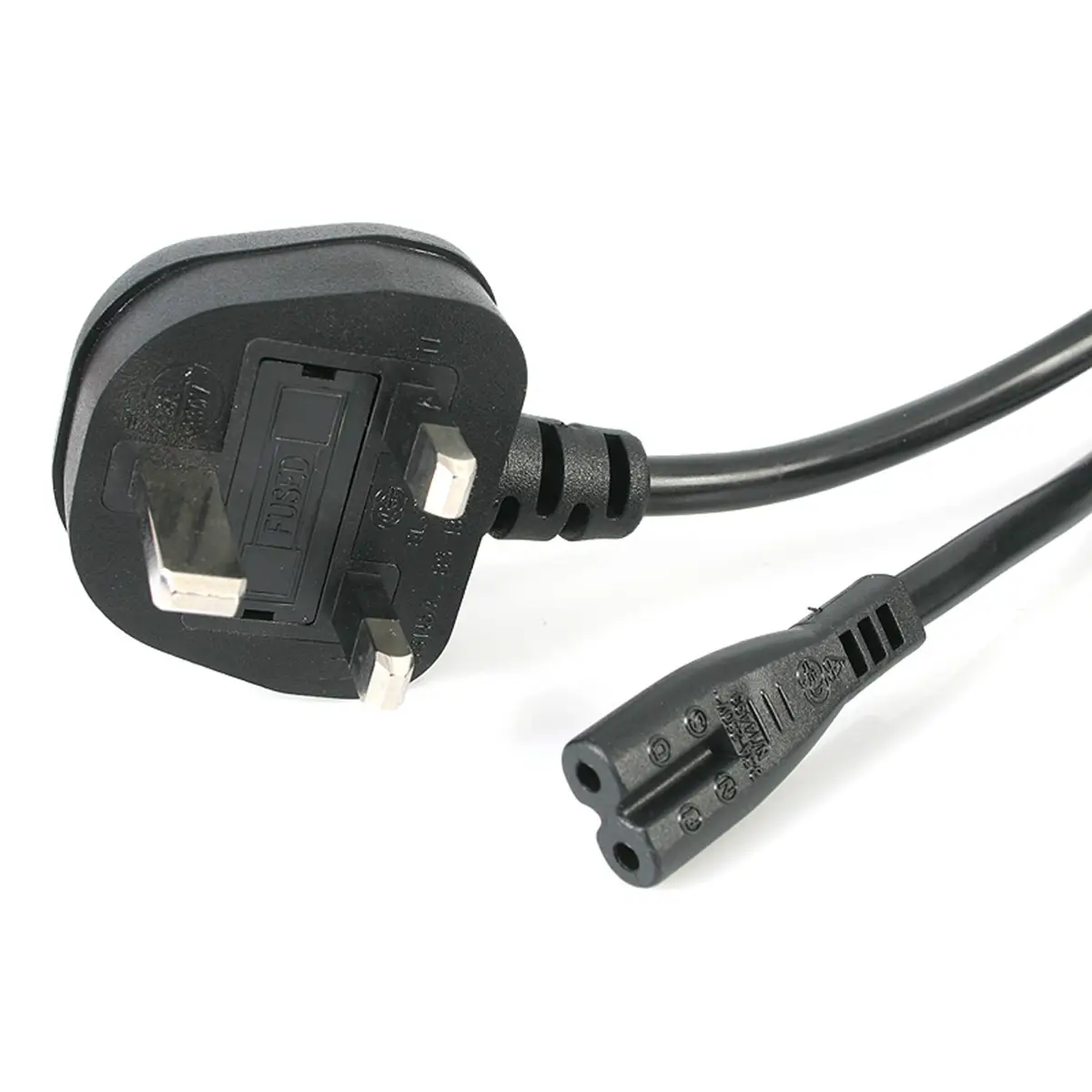 Laptop Power Cord 2 Slot for UK BS1363 to C7