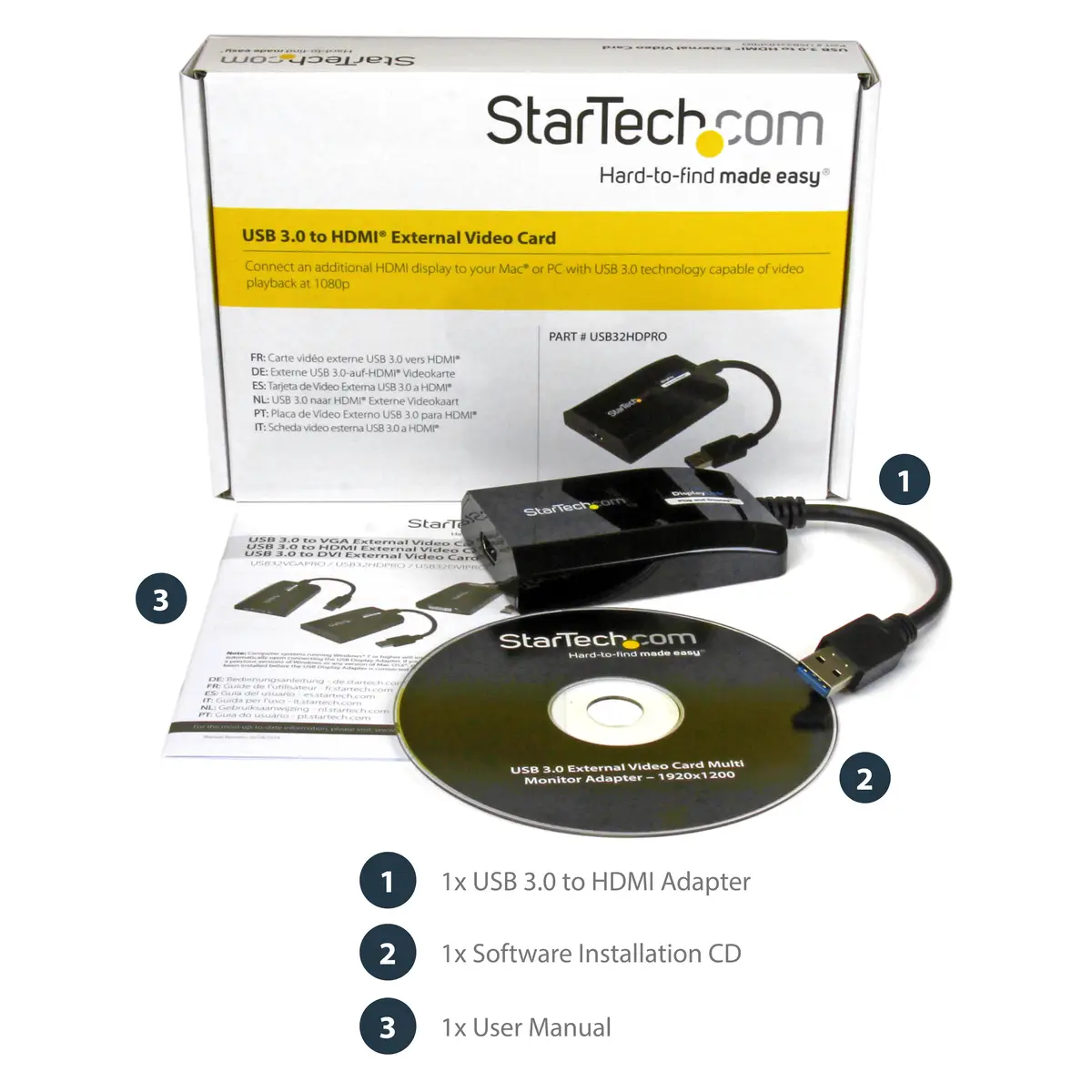 StarTech USB 3.0 to HDMI adaptor - externale display Grafikcard for Mac and PC HD 1080p