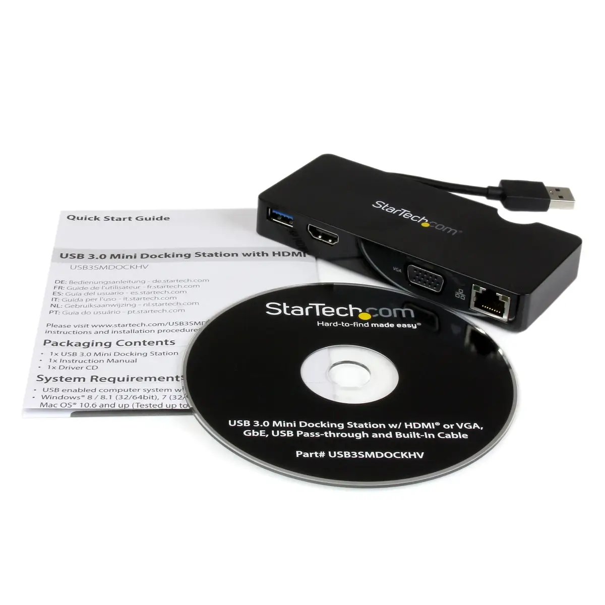 USB 3.0 Mini Dockingstation mit HDMI/VGA/Gigabit Ethernet/USB 3.0
