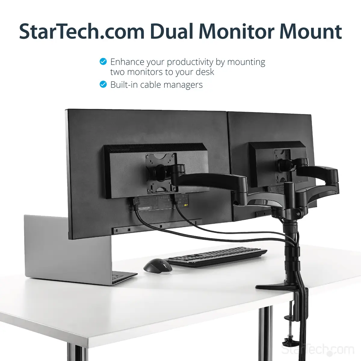höhenverstellbare Dual Monitor Tischhalterung schwarz 13,6kg
