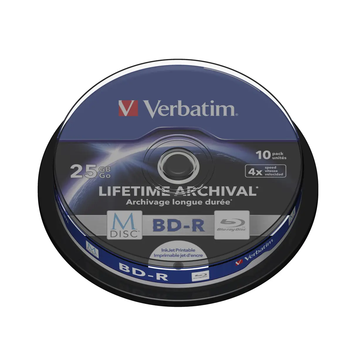 M-Disc BD-R BluRay 25 GB 6fach Speed Cakebox printable