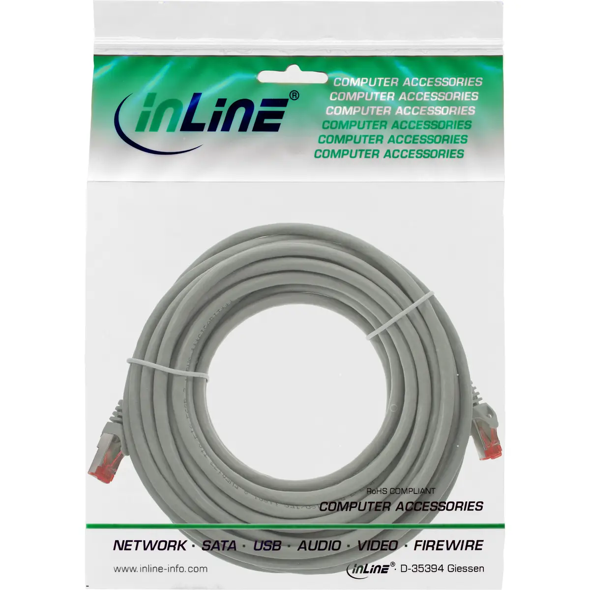 Patchkabel RJ-45 S/FTP Cat6 Grau 7,5 m