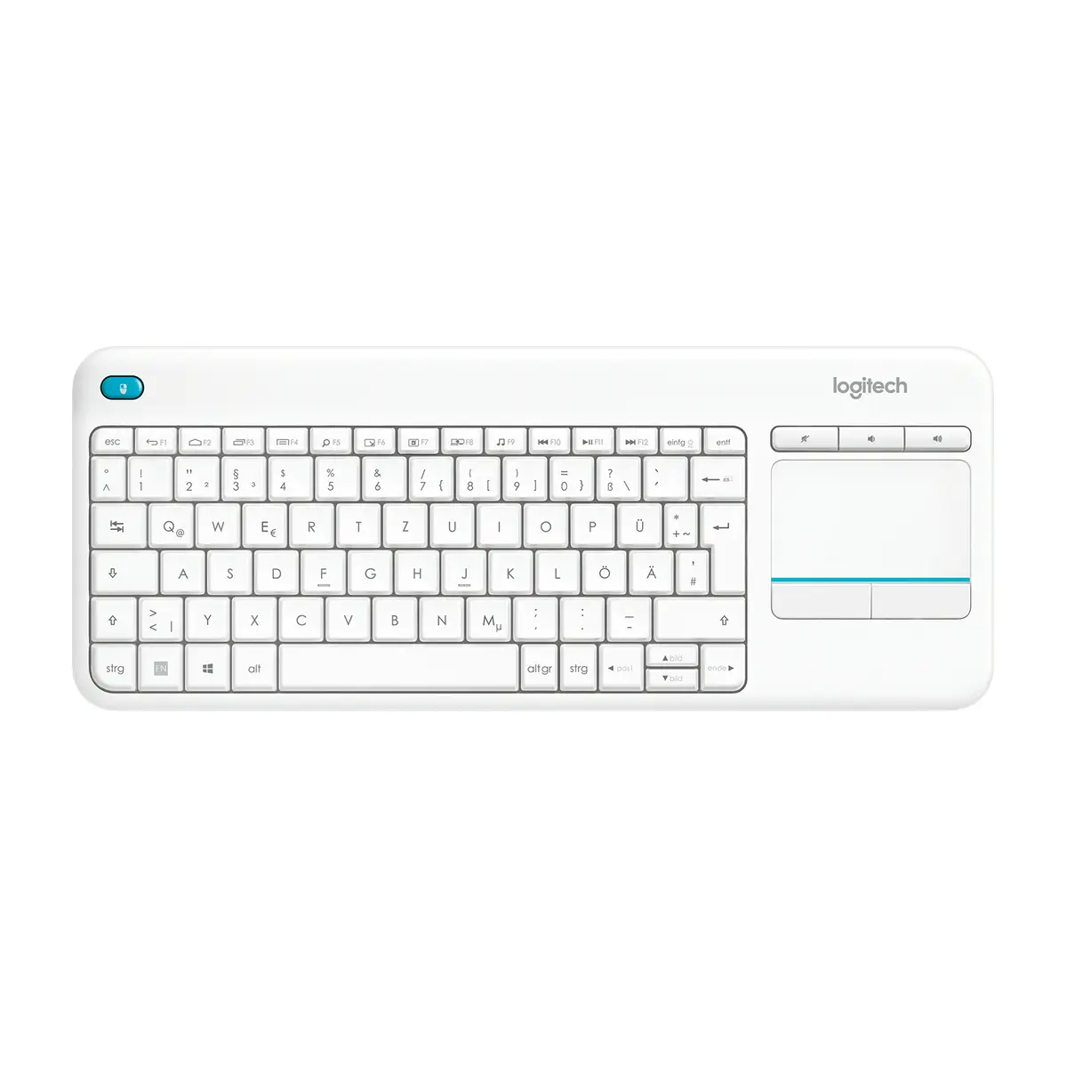anthracite Touch K400 keyboard Plus inclUSB Receiver white german