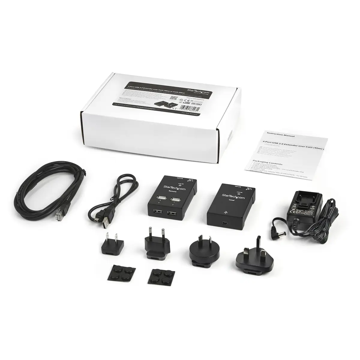 4-Port USB 2.0 über Ethernet Extender Cat5/Cat6/Cat7 bis zu 50m