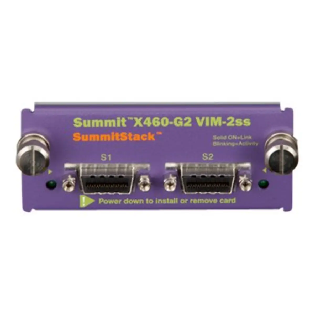 Optional Virtual Interface Module for the rear of the X460-G2 providing 2 ports of Extremes SummitStack