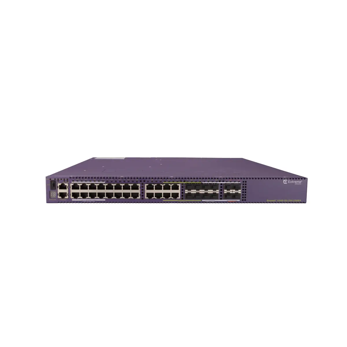 Summit X460-G2 24 10/100/1000BASE-T 8 100/1000BASE-X unpopd SFP (4 SFP ports shared) 4 1000/10GBaseX unpopd SFP+ ports Rear VIM Slot (unpopd) Rear Timing Slot (unpopd) 2 unpopd PSU slots fan