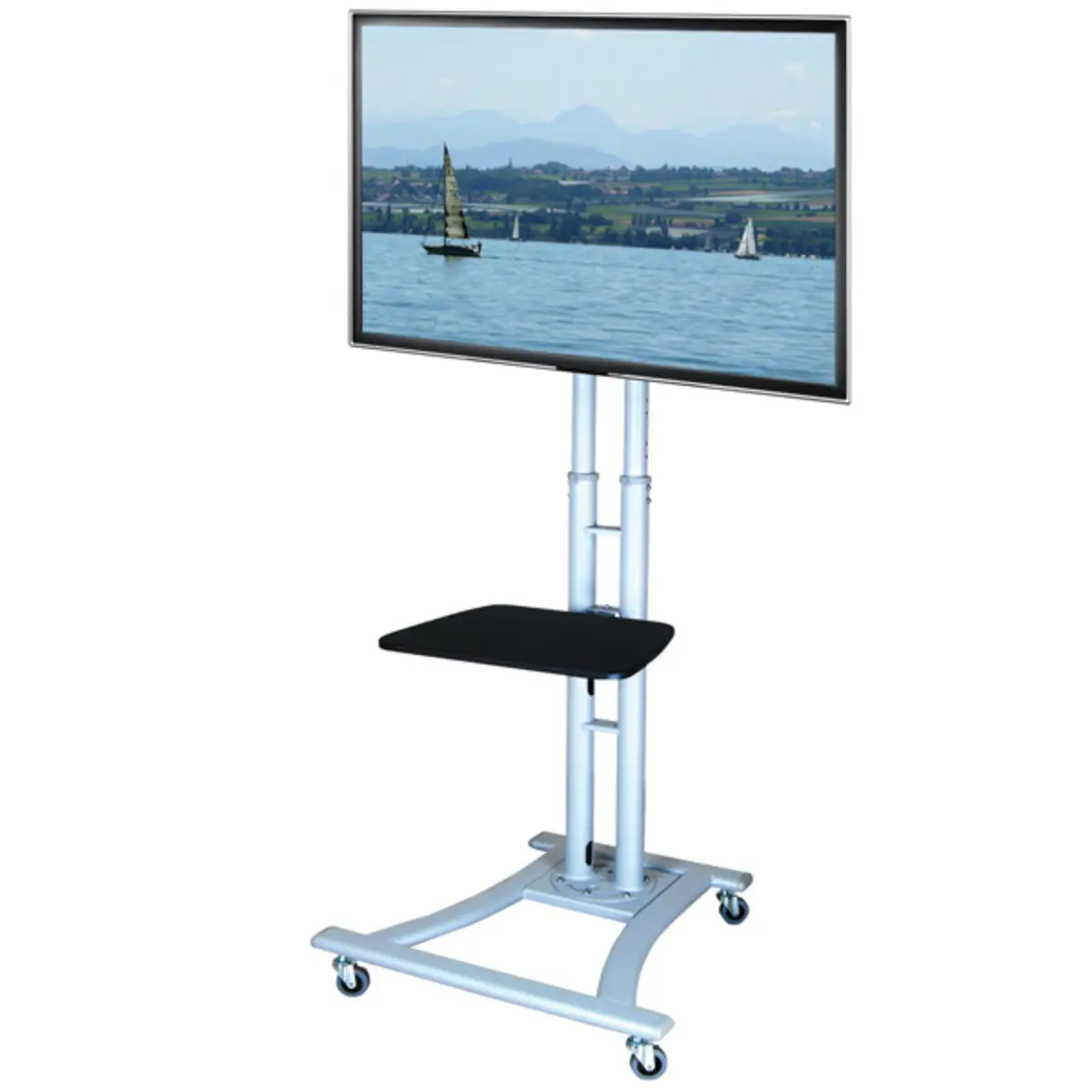 LCD-/TV-Rollständer bis 50kg (27" bis 60") Silbergrau