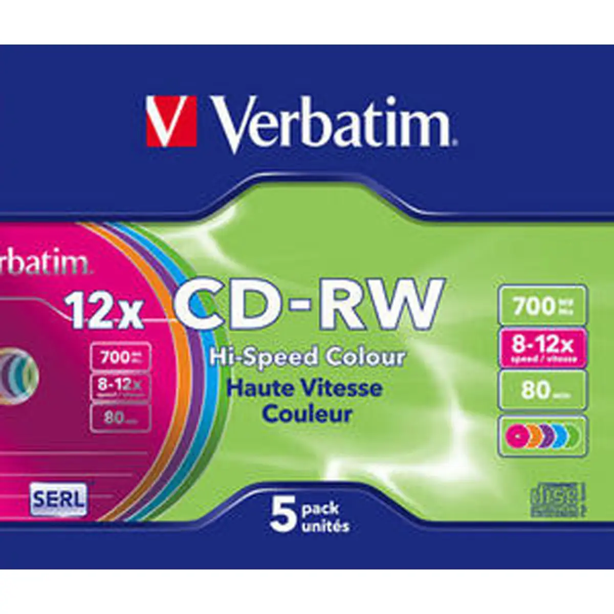 CD-RW 700MB 80min. 8-10x Slim Case 5 Stück