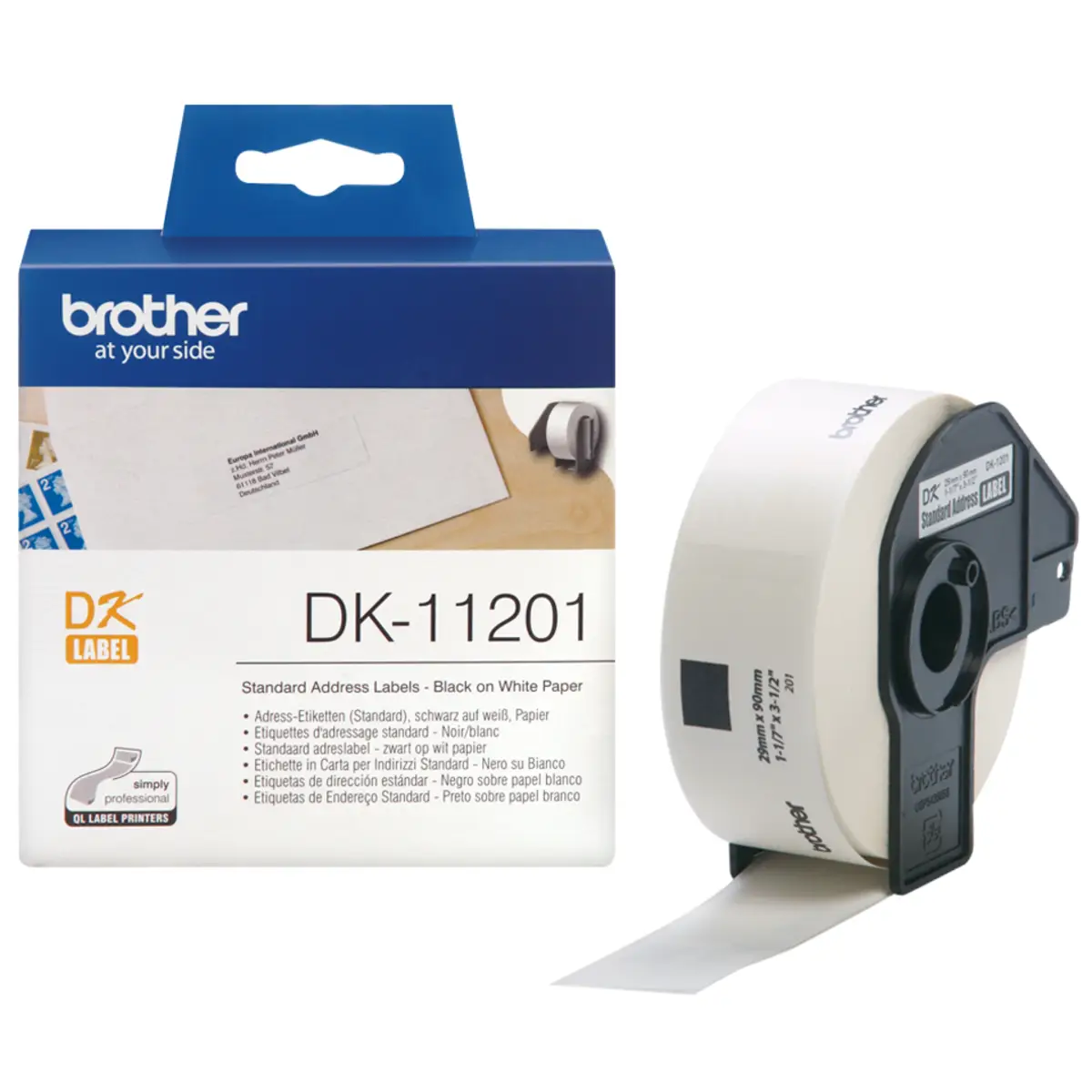 DK Single Lable Rolls weißes Adress-Etikett, Papier, 29x90mm, 400Et./Rolle für QL-500/660