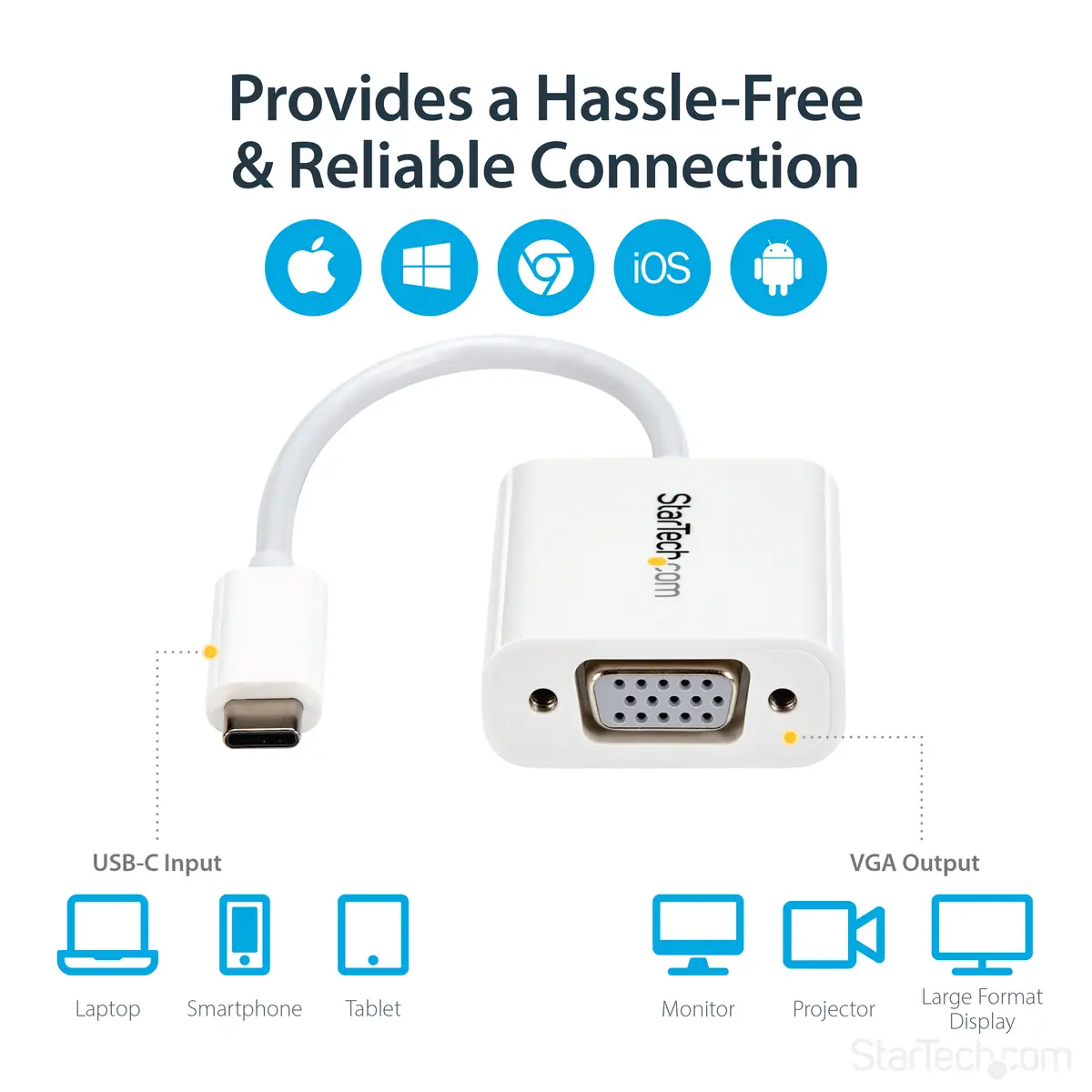 StarTech USB-C to VGA adaptor white