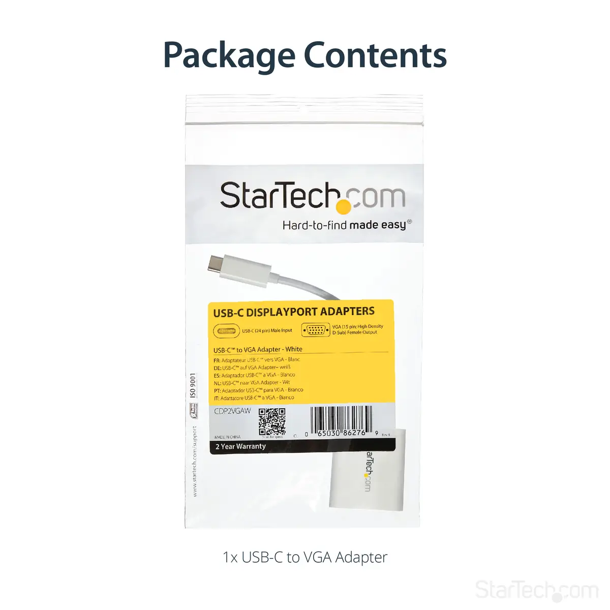 StarTech USB-C to VGA adaptor white