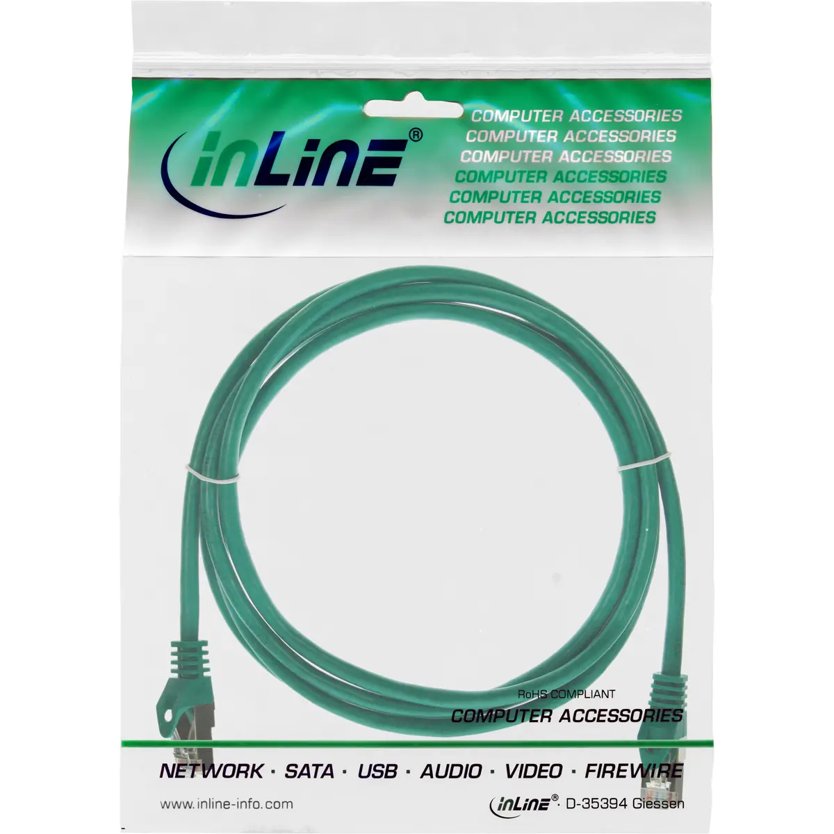 Patch Cable RJ-45 F/UTP Cat5e Green 3 m
