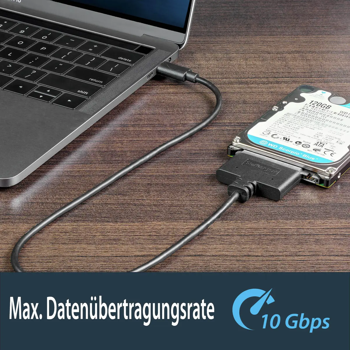 USB 3.1 Adapterkabel mit USB-C für 2,5" SATA Laufwerke