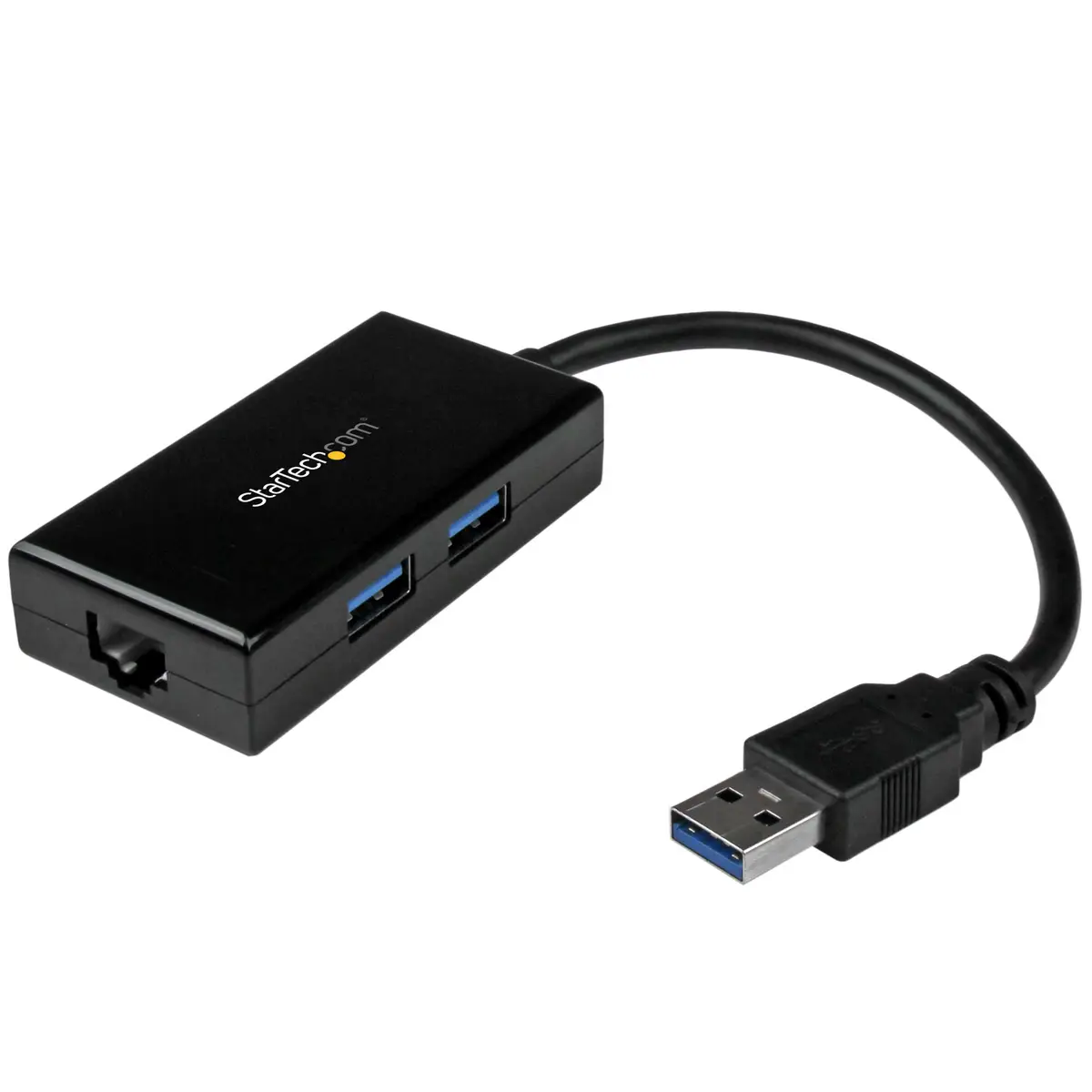USB 3.0 auf Gigabit Netzwerk Adapter mit 2 Port USB Hub Schwarz