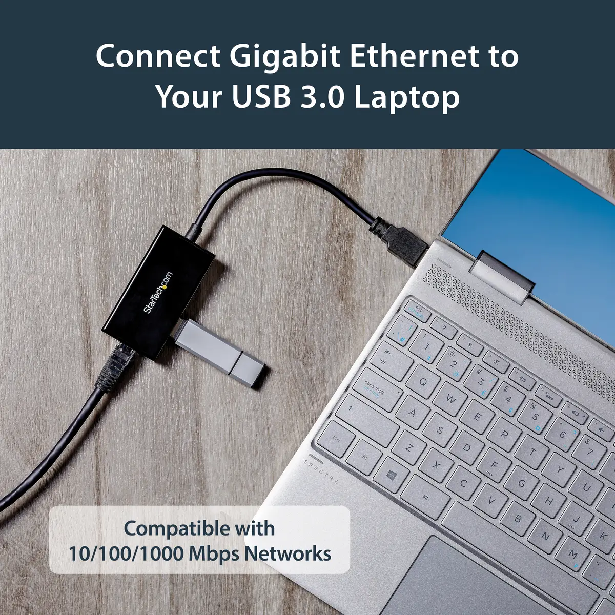 USB 3.0 auf Gigabit Netzwerk Adapter mit 2 Port USB Hub Schwarz