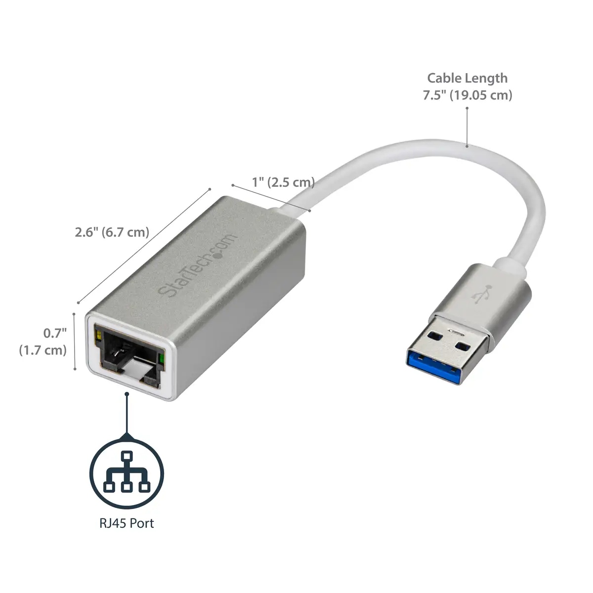 USB 3.0 auf Gigabit Netzwerkadapter Silber