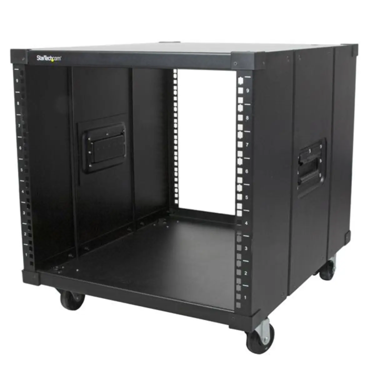 Mobiles Server Rack mit Griffen rollbarer Serverschrank Schwarz